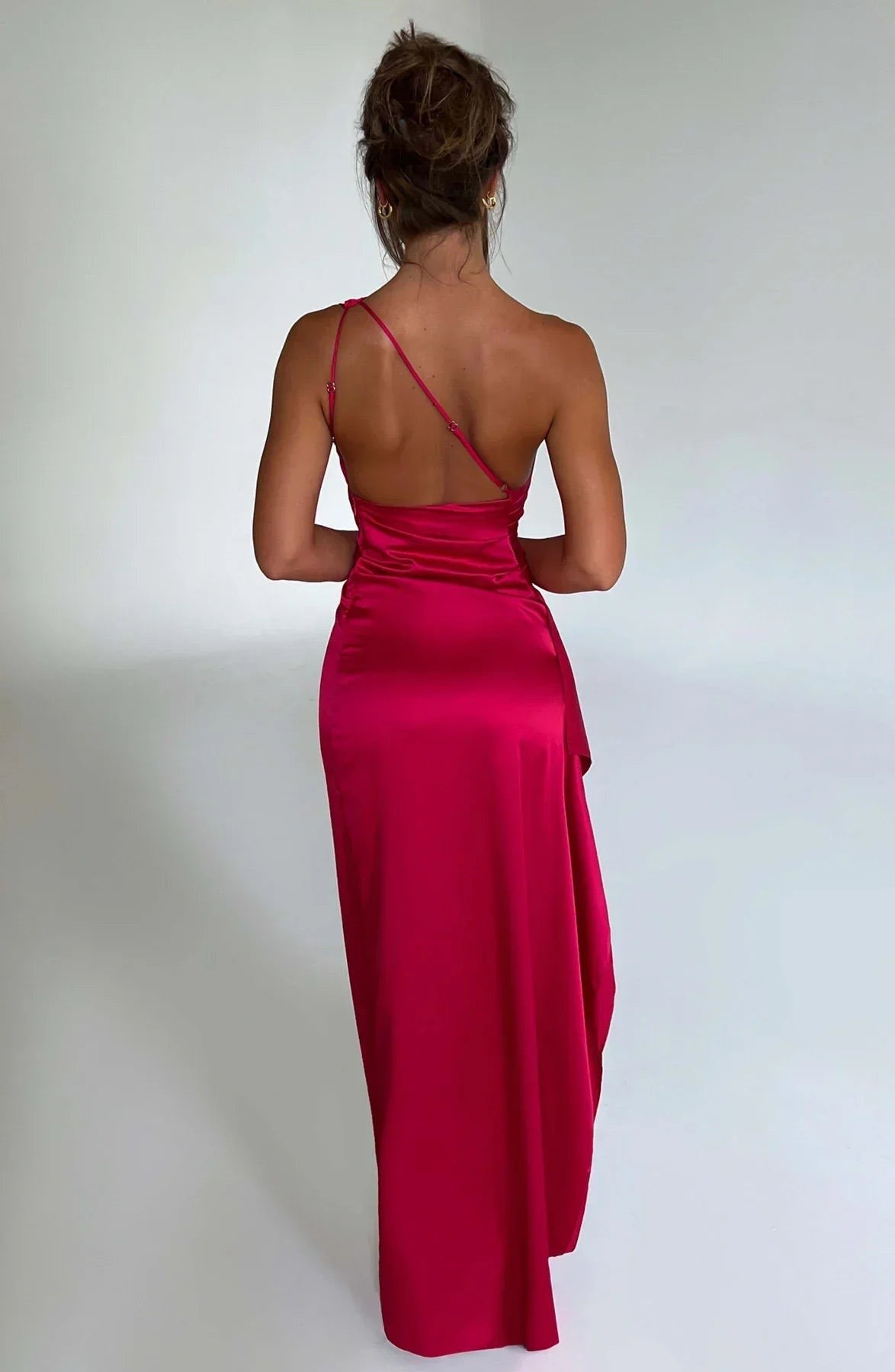 Saffron One Shoulder Satin Maxi Dress