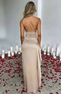 Saffron One Shoulder Satin Maxi Dress