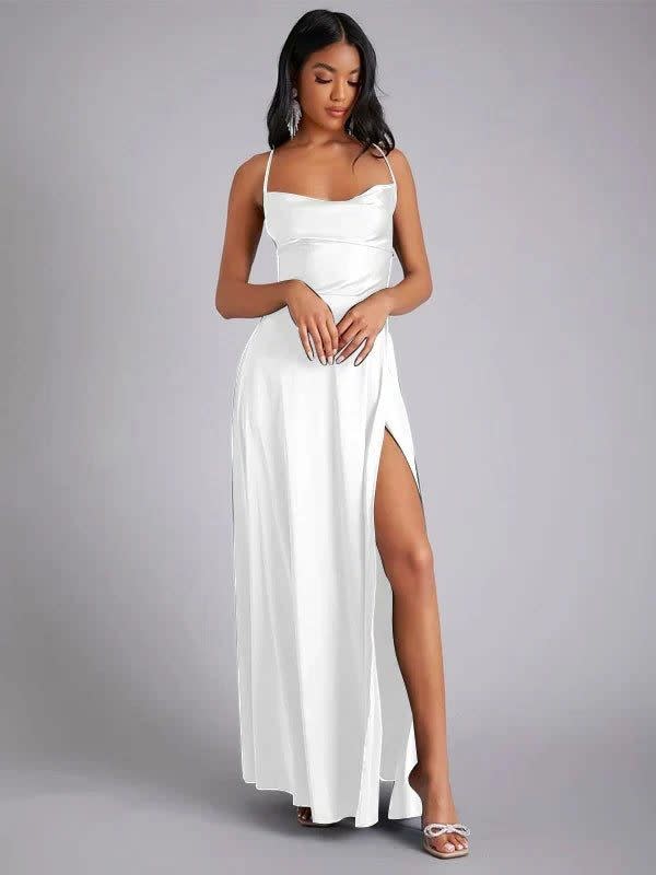 Selena Satin Slip Braided Back Maxi Dress