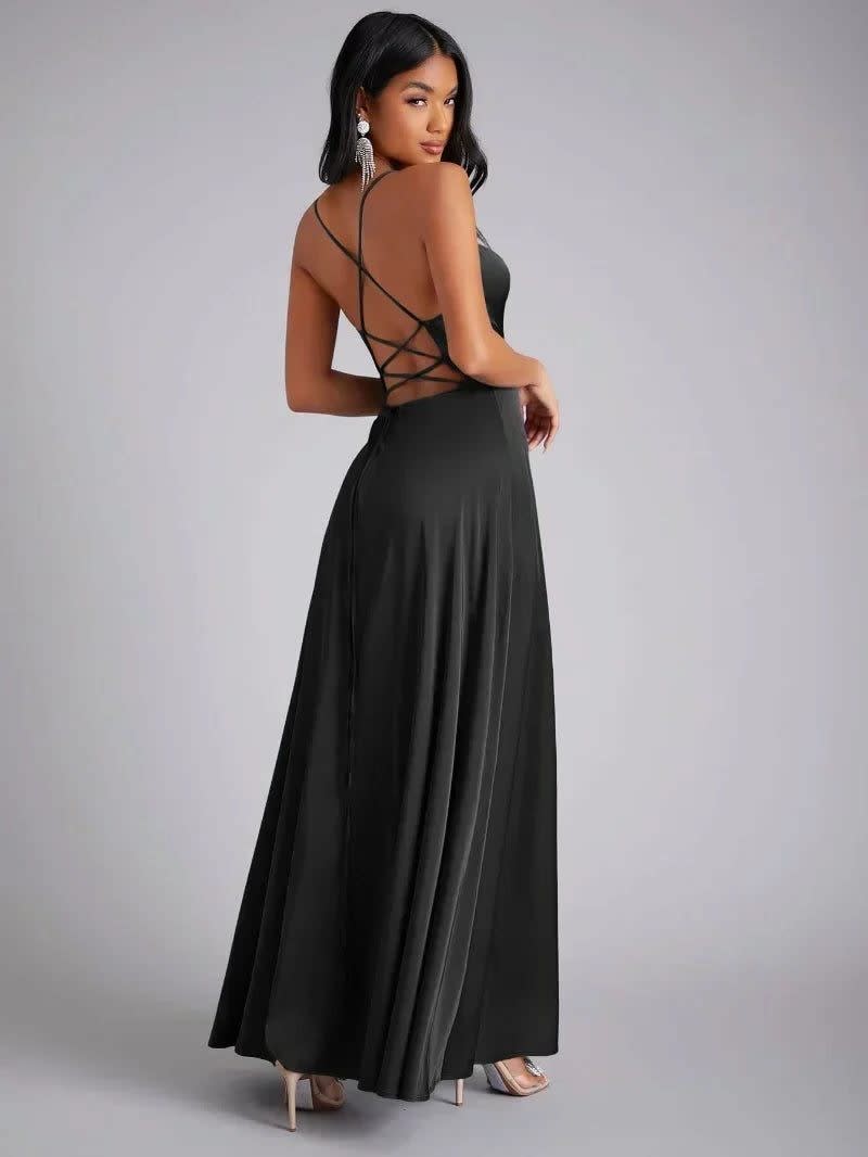 Selena Satin Slip Braided Back Maxi Dress