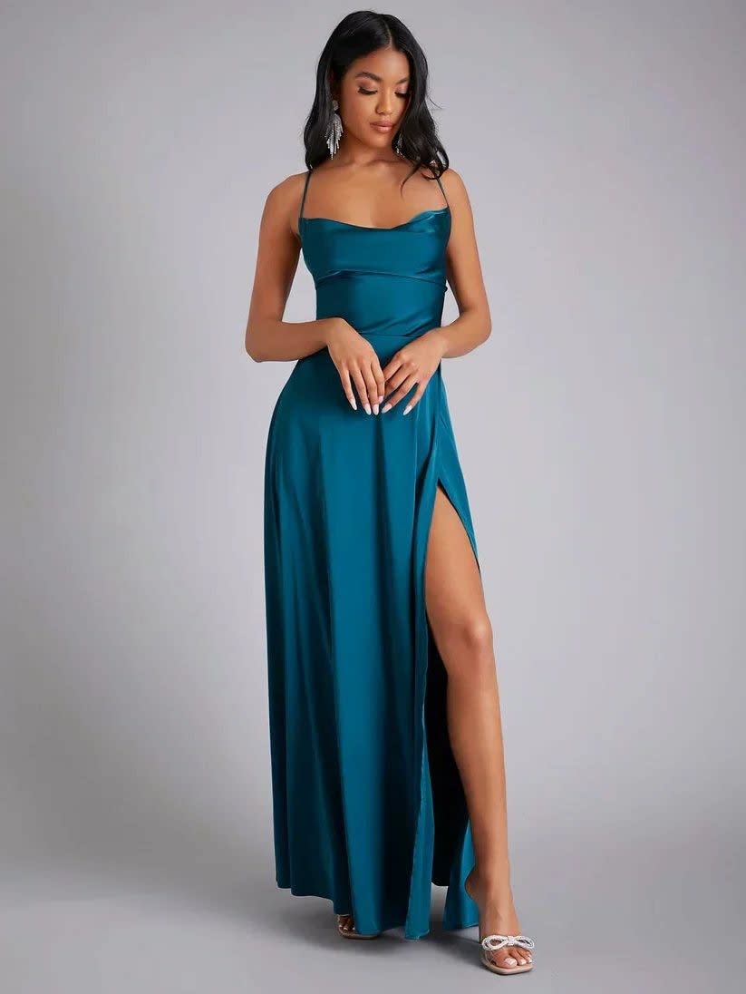 Selena Satin Slip Braided Back Maxi Dress