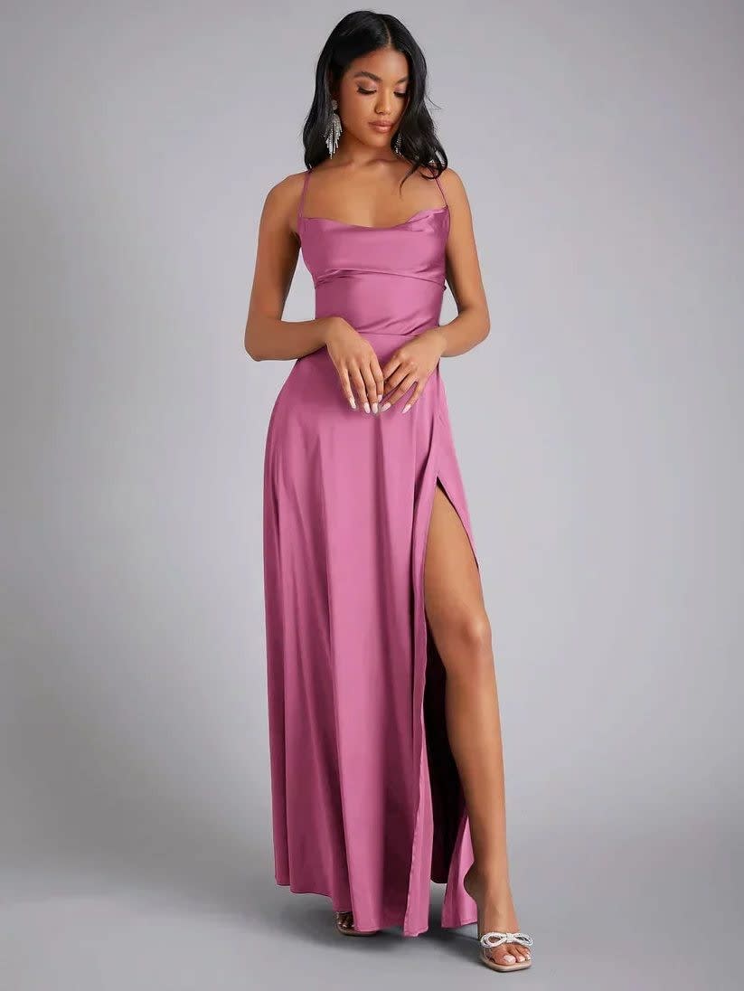 Selena Satin Slip Braided Back Maxi Dress