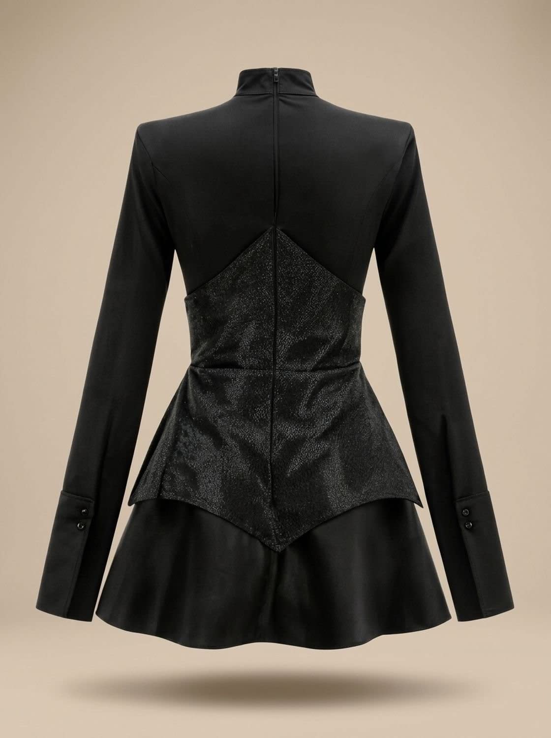 Hayley Sequin Peplum Long Sleeve Cocktail Mini Dress