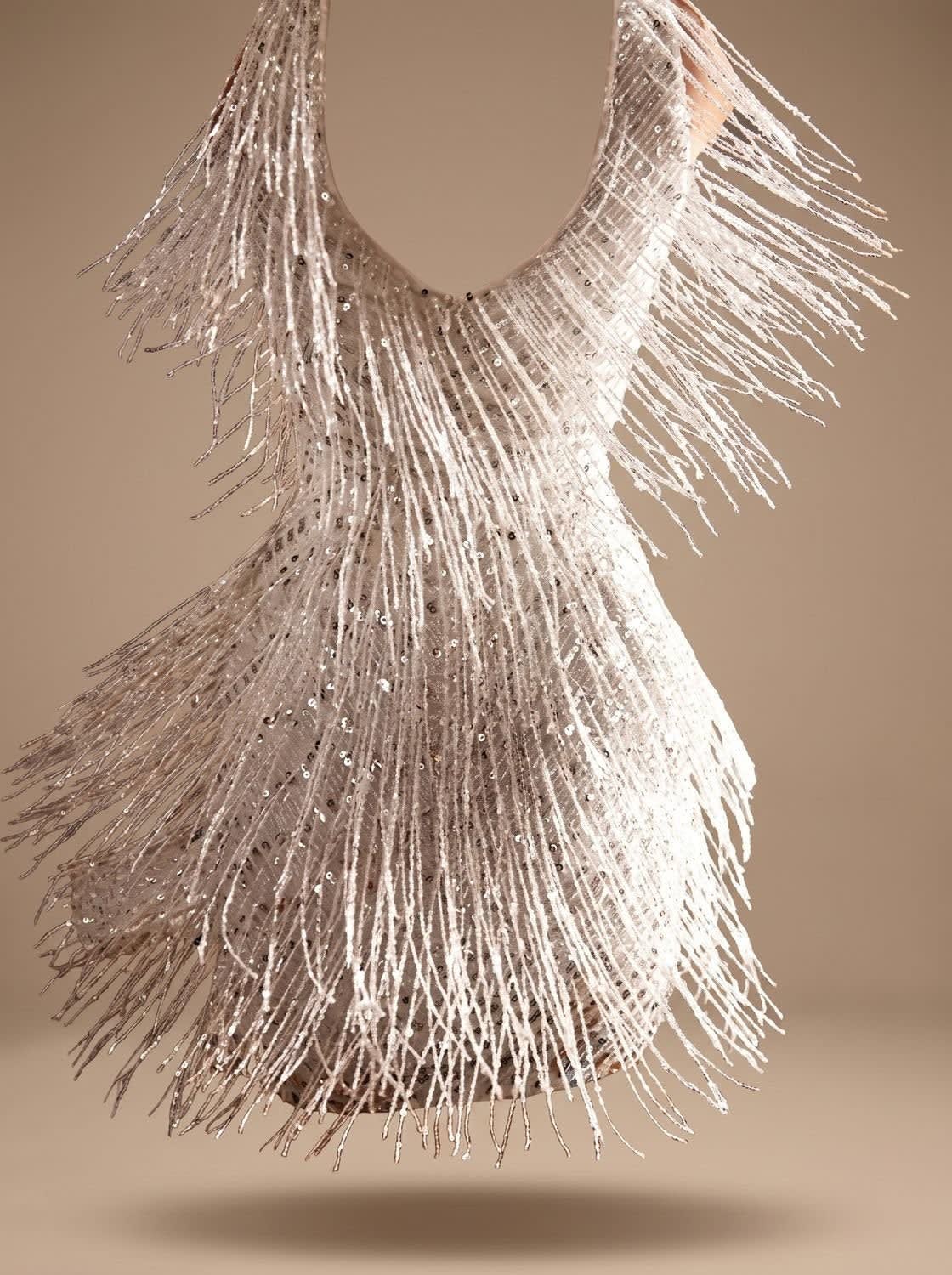 Luella Fitted Sequin Fringe Christmas Party Mini Dress