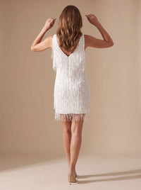 Luella Fitted Sequin Fringe Christmas Party Mini Dress