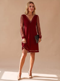 Wren Glitter Mesh Sleeve Christmas Party Mini Dress