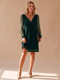 Wren Glitter Mesh Sleeve Christmas Party Mini Dress