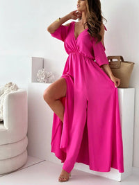 Roxanne Cold Shoulder V-Neck Wrap Maxi Dress
