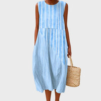 Milena Color Block Tiered Sleeveless Midi Dress