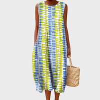 Milena Color Block Tiered Sleeveless Midi Dress