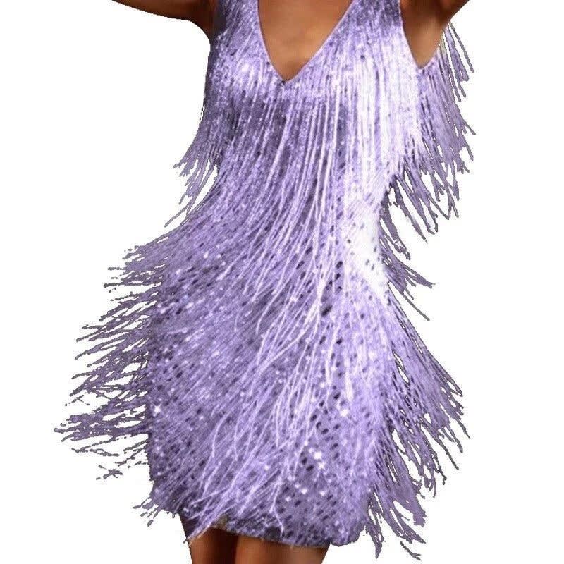 Marissa Sequin Tiered Fringe Party Mini Dress