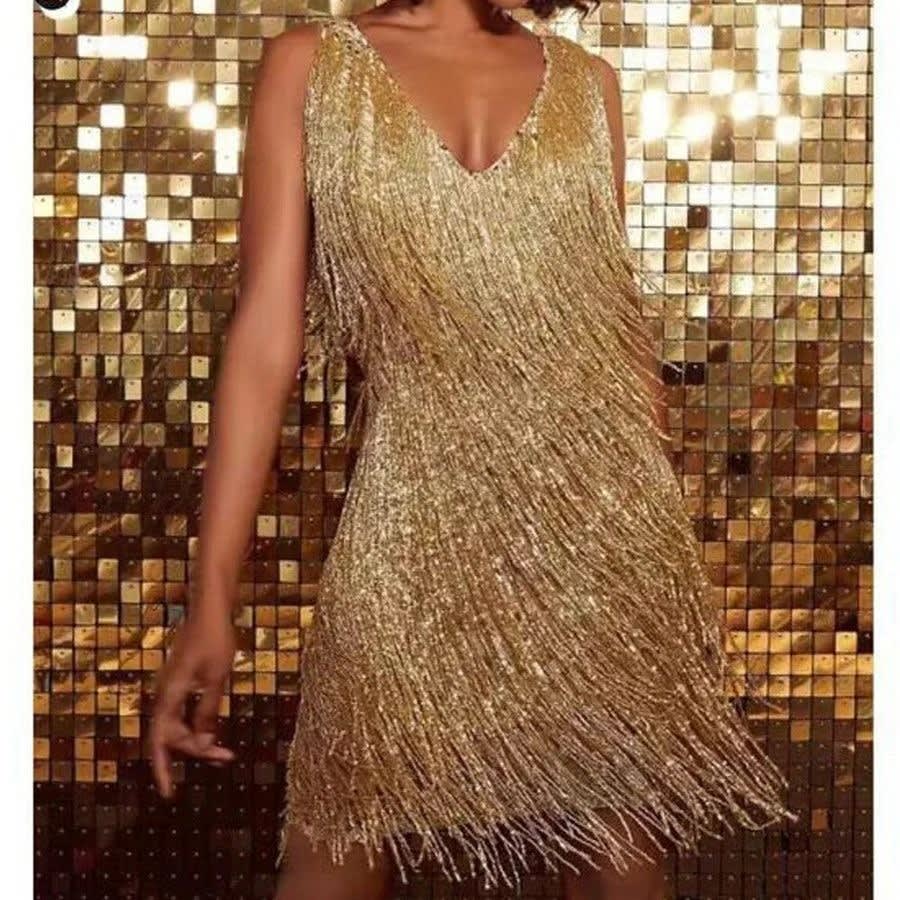 Marissa Sequin Tiered Fringe Party Mini Dress