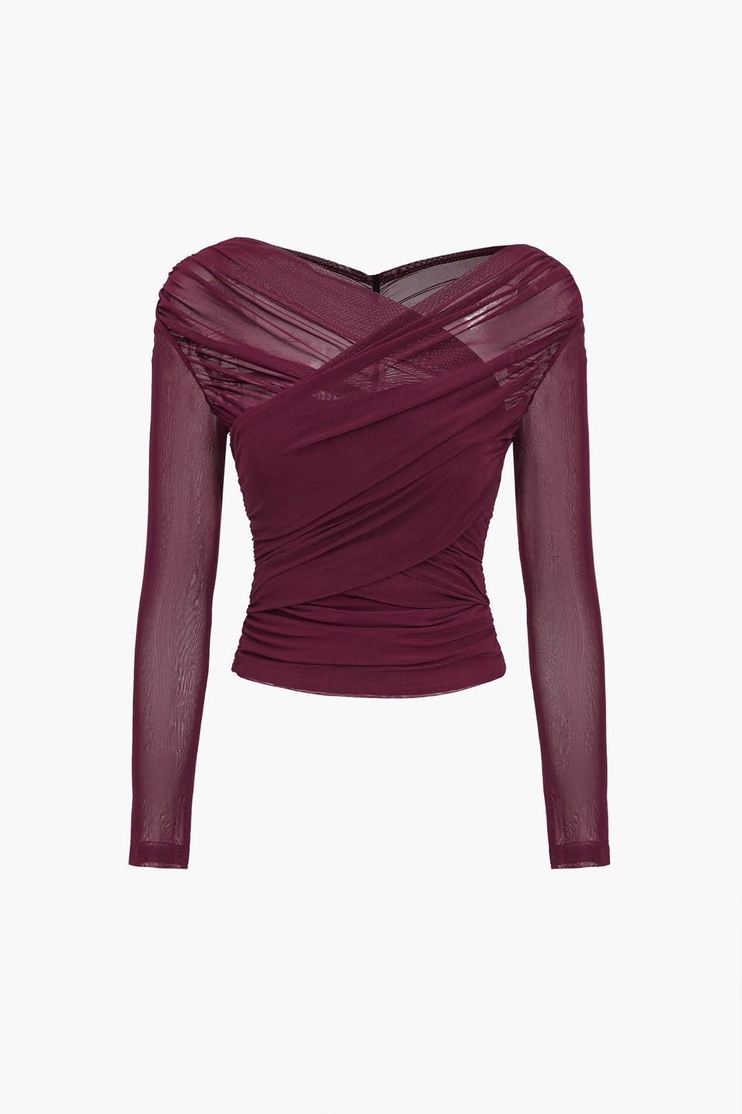 Jinty Ruched Mesh Long Sleeve Top