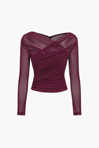 Jinty Ruched Mesh Long Sleeve Top