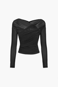 Jinty Ruched Mesh Long Sleeve Top