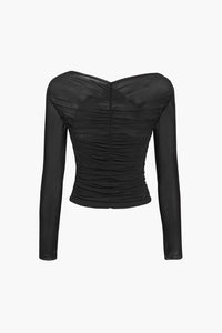 Jinty Ruched Mesh Long Sleeve Top