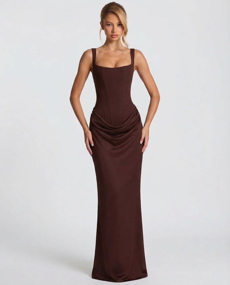 Gillian Satin Corset Maxi Dress