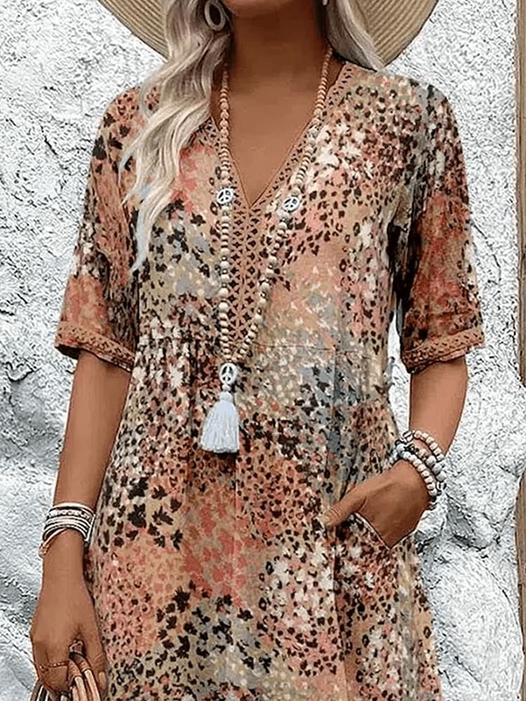 Rosemarie Printed Midi Summer Dress with Pockets