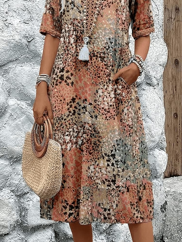 Rosemarie Printed Midi Summer Dress with Pockets