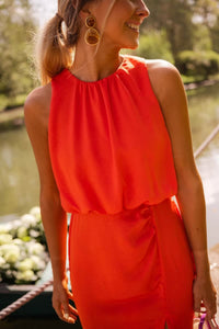 Caitlyn Sleeveless Round Neck Midi Dress with Split