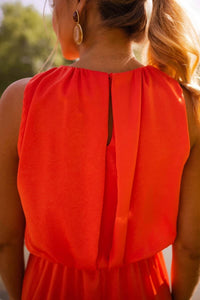 Caitlyn Sleeveless Round Neck Midi Dress with Split
