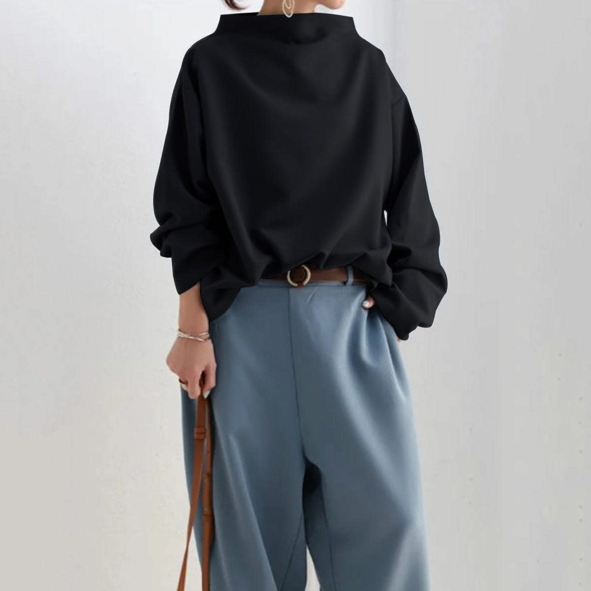 Merindah Relaxed Fit High Neck Top_7