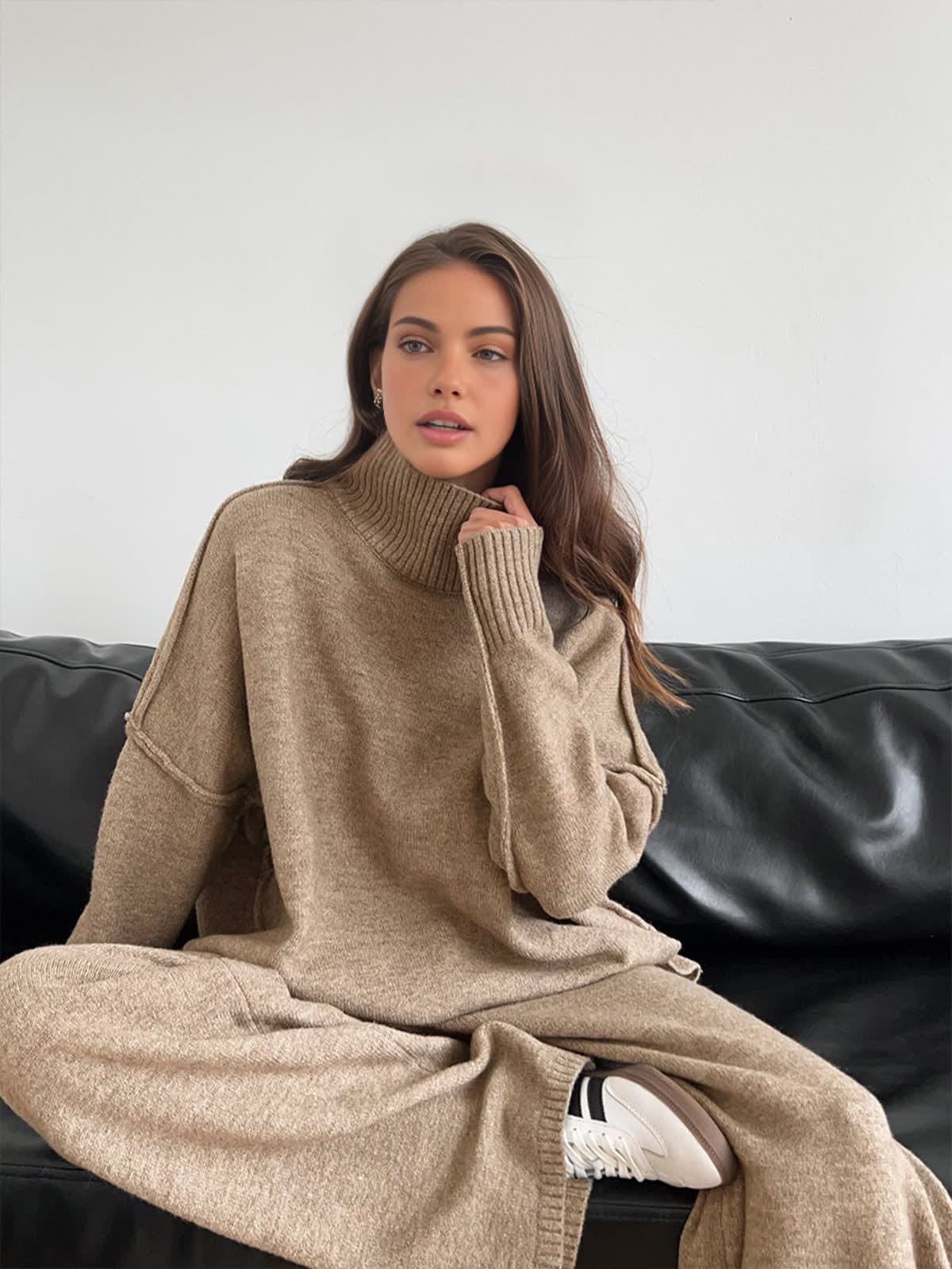 Caitlin Knit Turtleneck Two Piece Lounge Set_5