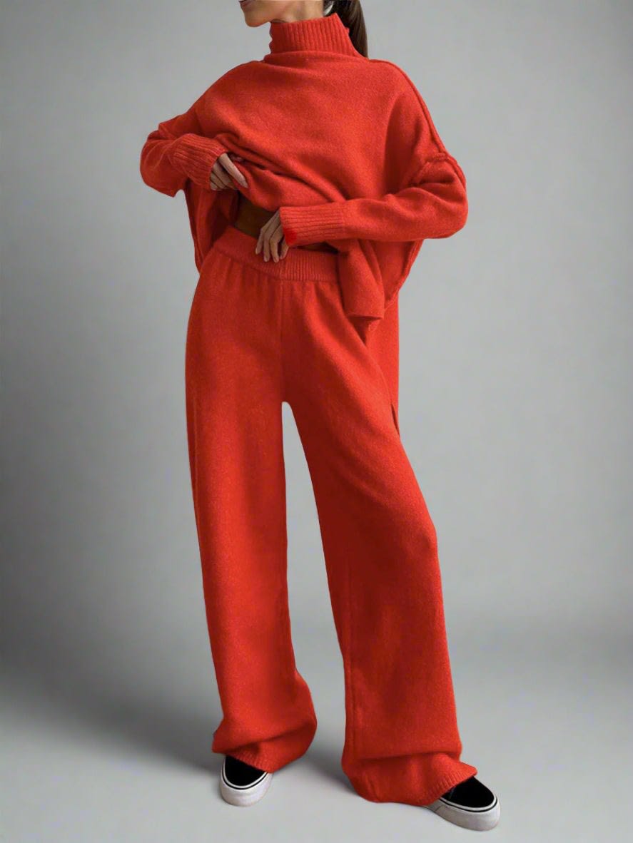 Caitlin Knit Turtleneck Two Piece Lounge Set