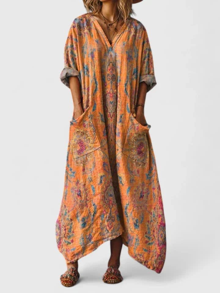 Glenda Boho Print Oversized Maxi Dress