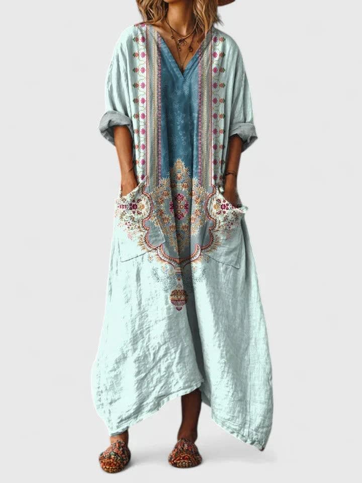 Glenda Boho Print Oversized Maxi Dress