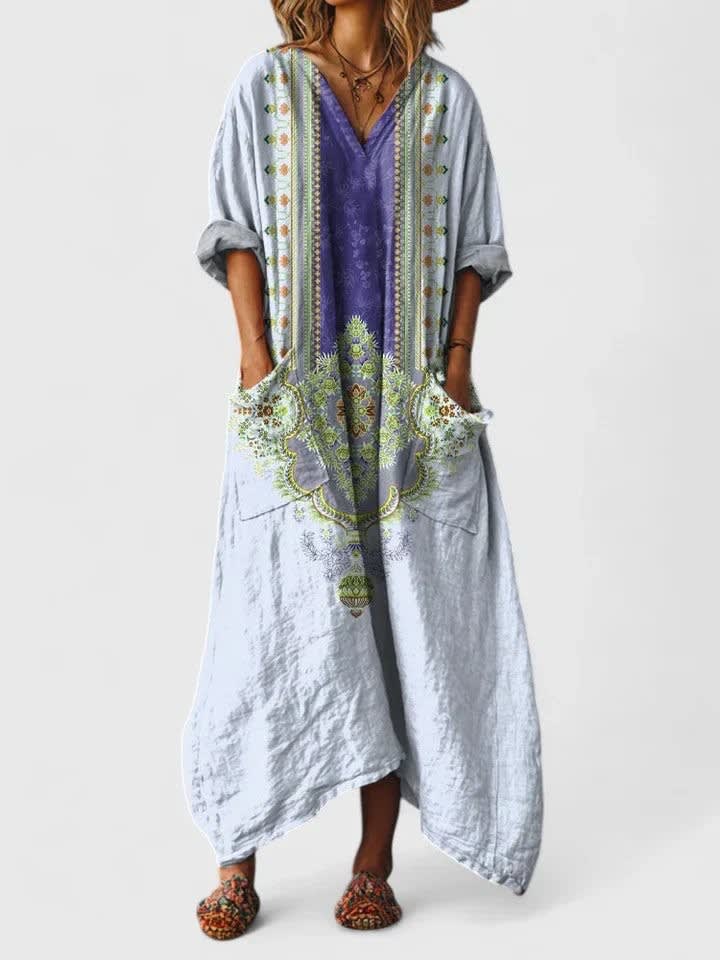 Glenda Boho Print Oversized Maxi Dress