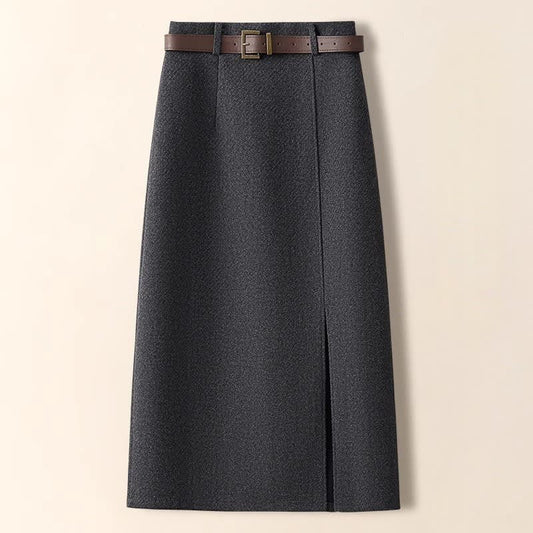 Livy Wool Belted Midi Skirt_1