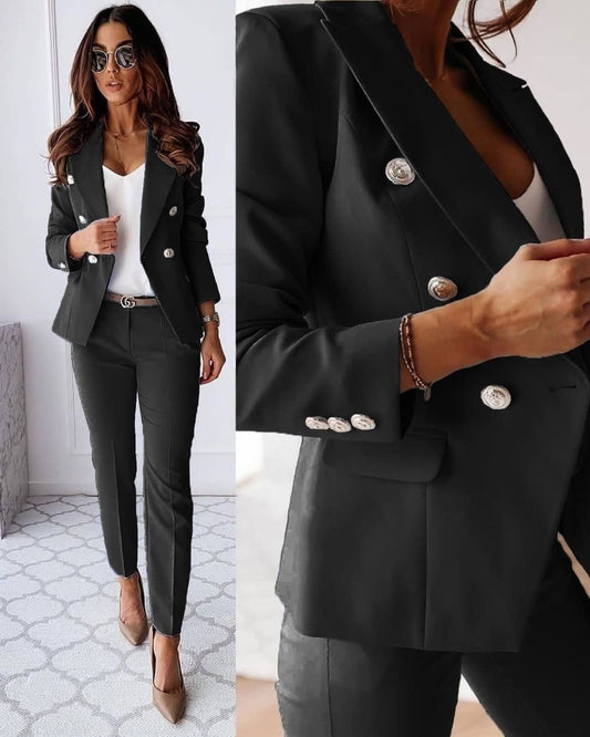 Genevra Double Breasted Tailored Blazer and Trouser Suit Set_1