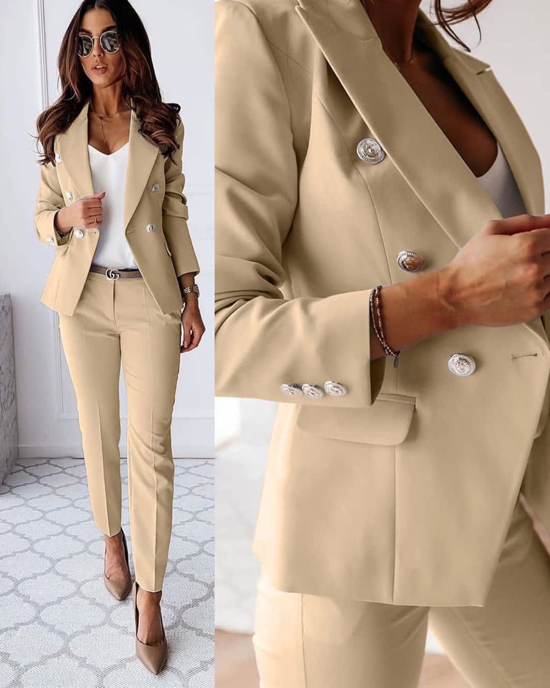 Genevra Double Breasted Tailored Blazer and Trouser Suit Set