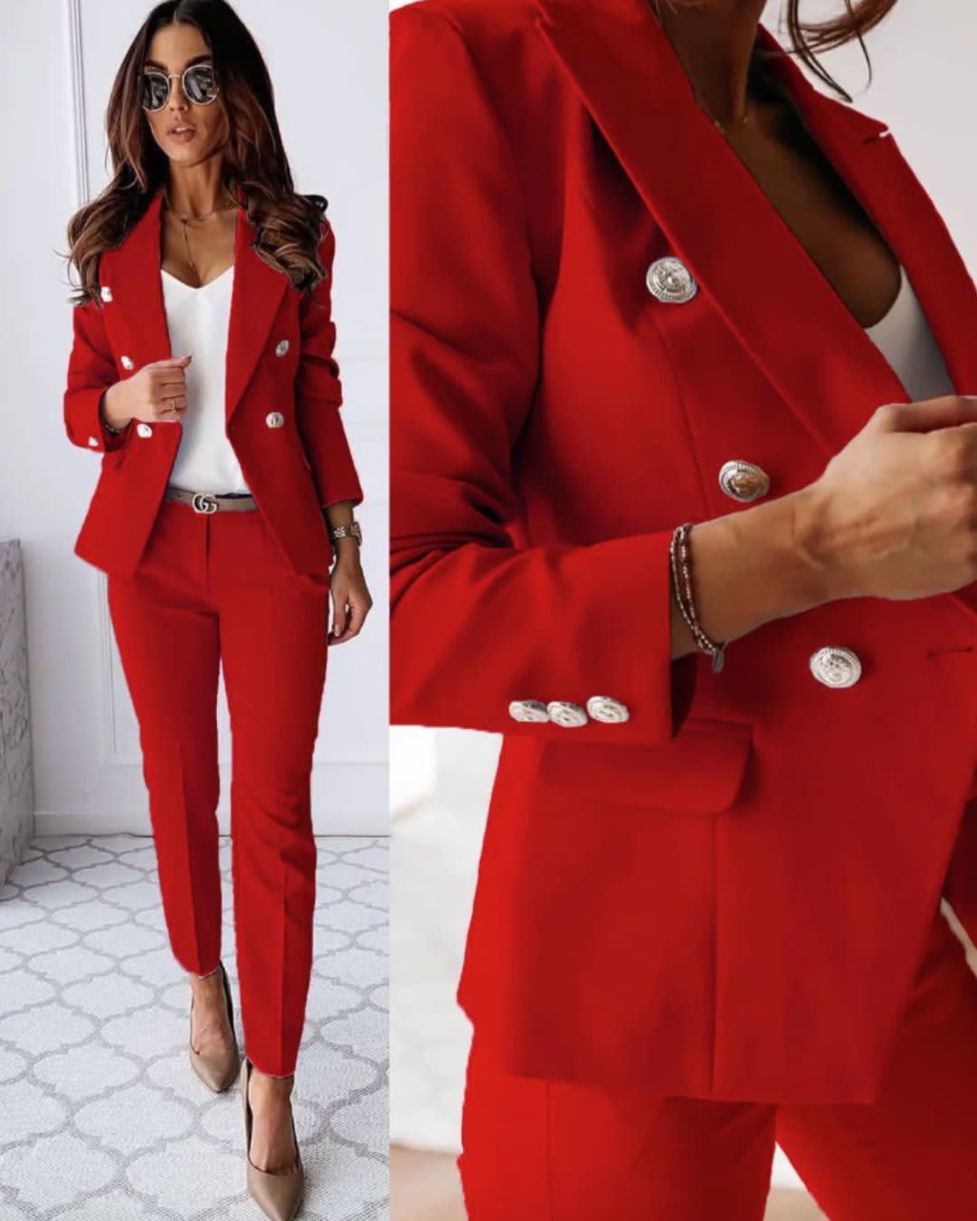 Genevra Double Breasted Tailored Blazer and Trouser Suit Set_3