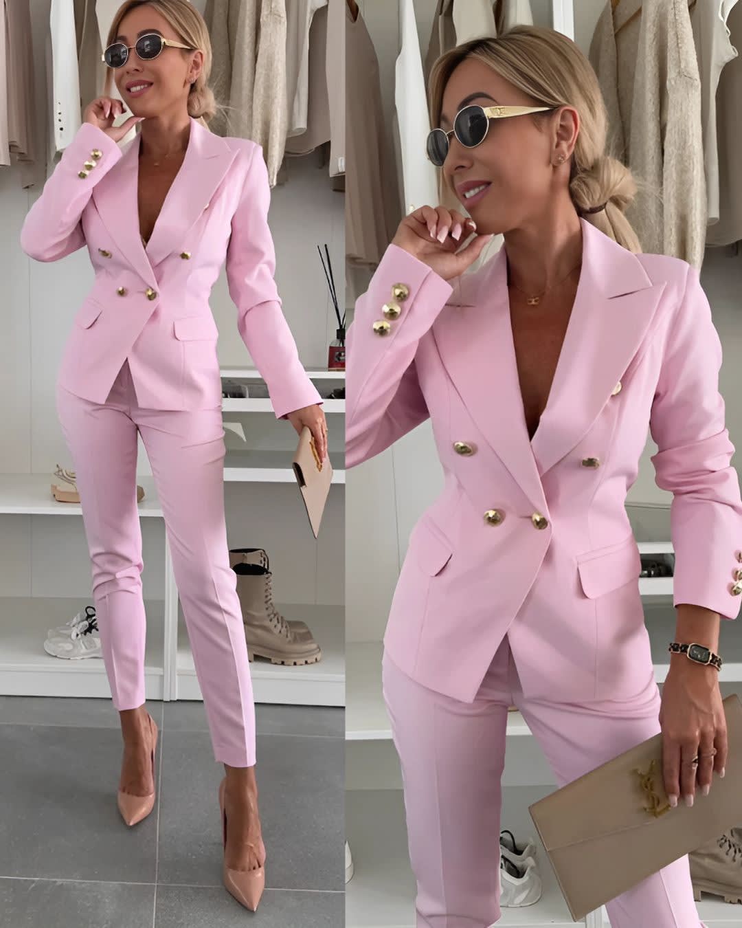 Genevra Double Breasted Tailored Blazer and Trouser Suit Set_4