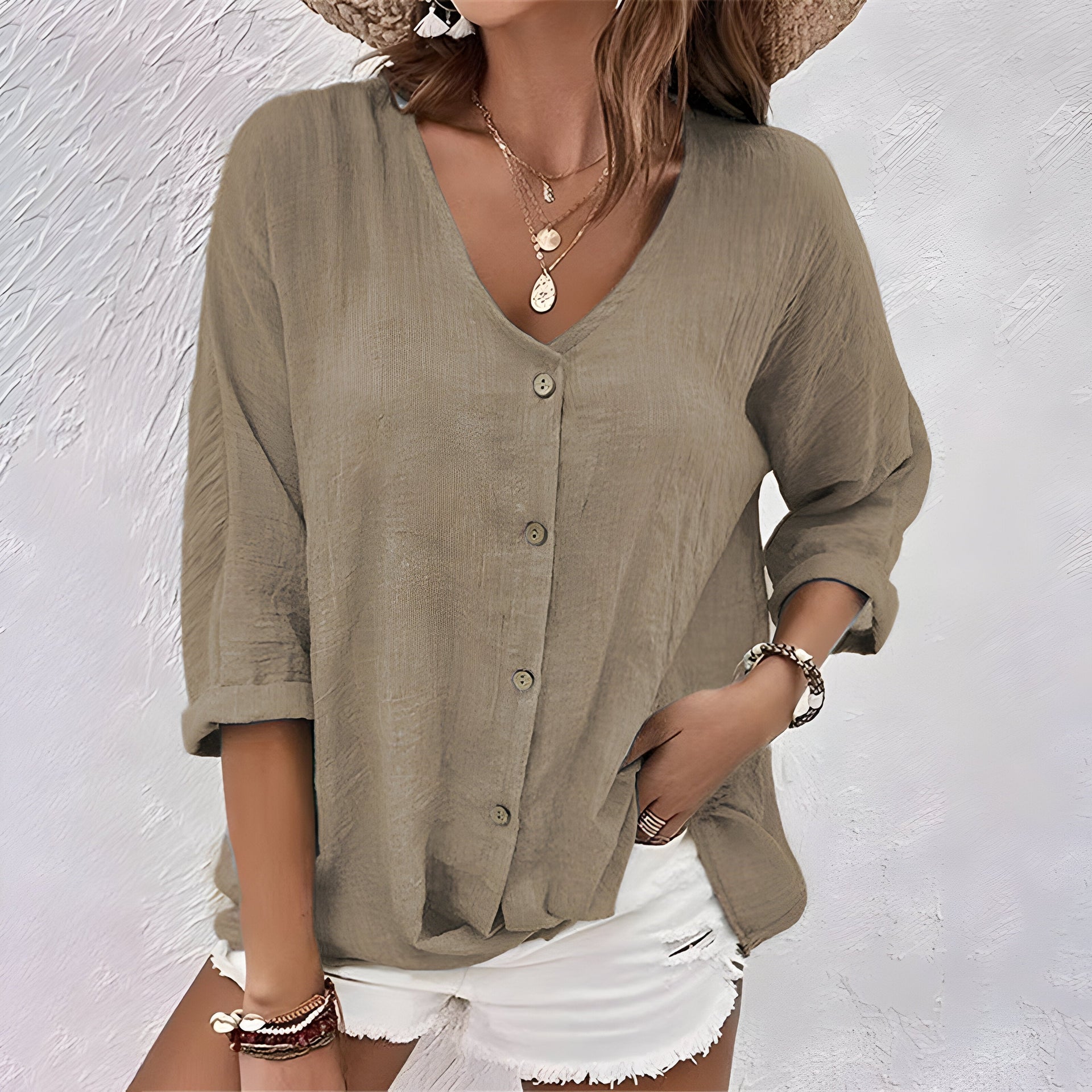 Isabella James Relaxed Breathable Button-Up Blouse