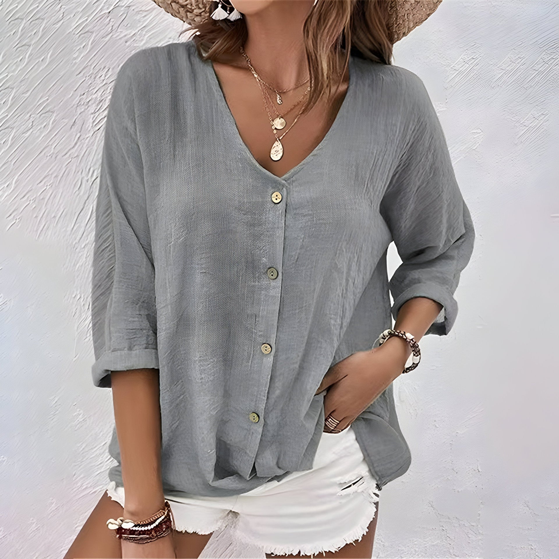 Isabella James Relaxed Breathable Button-Up Blouse