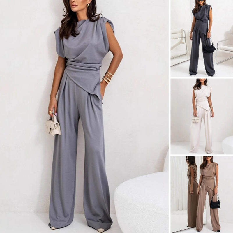 Brittany Douglas Asymmetrical Wide Leg Co-ord Two-Piece Set