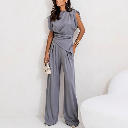 Brittany Douglas Asymmetrical Wide Leg Co-ord Two-Piece Set