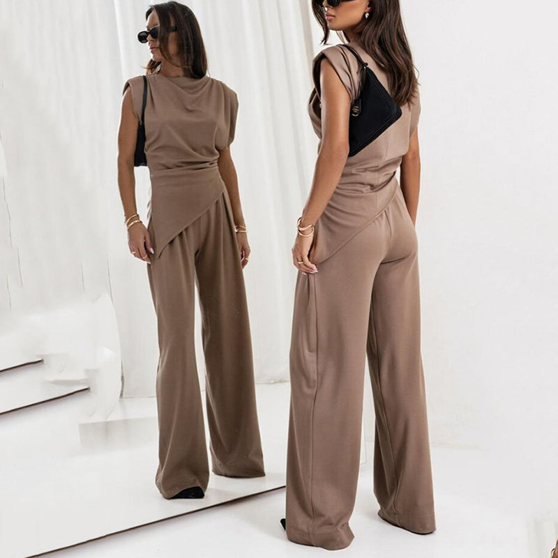 Brittany Douglas Asymmetrical Wide Leg Co-ord Two-Piece Set