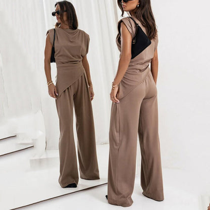 Brittany Douglas Asymmetrical Wide Leg Co-ord Two-Piece Set