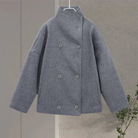 Ines Stand Collar Wool Blend Pea Coat