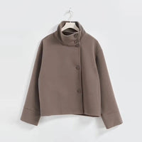 Ines Stand Collar Wool Blend Pea Coat
