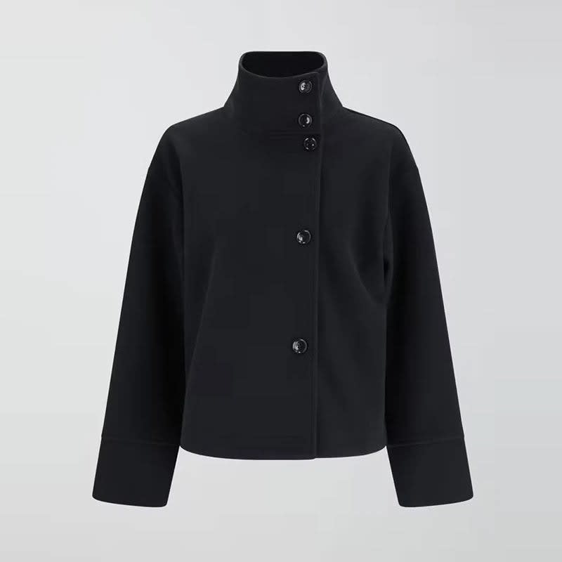 Ines Stand Collar Wool Blend Pea Coat_14