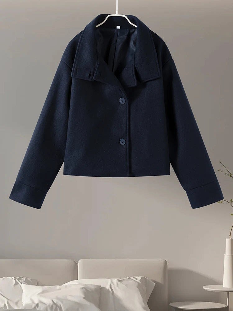 Ines Stand Collar Wool Blend Pea Coat