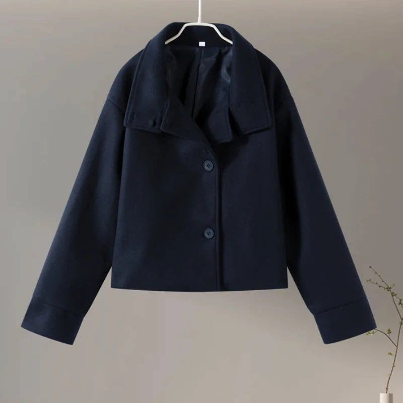 Ines Stand Collar Wool Blend Pea Coat