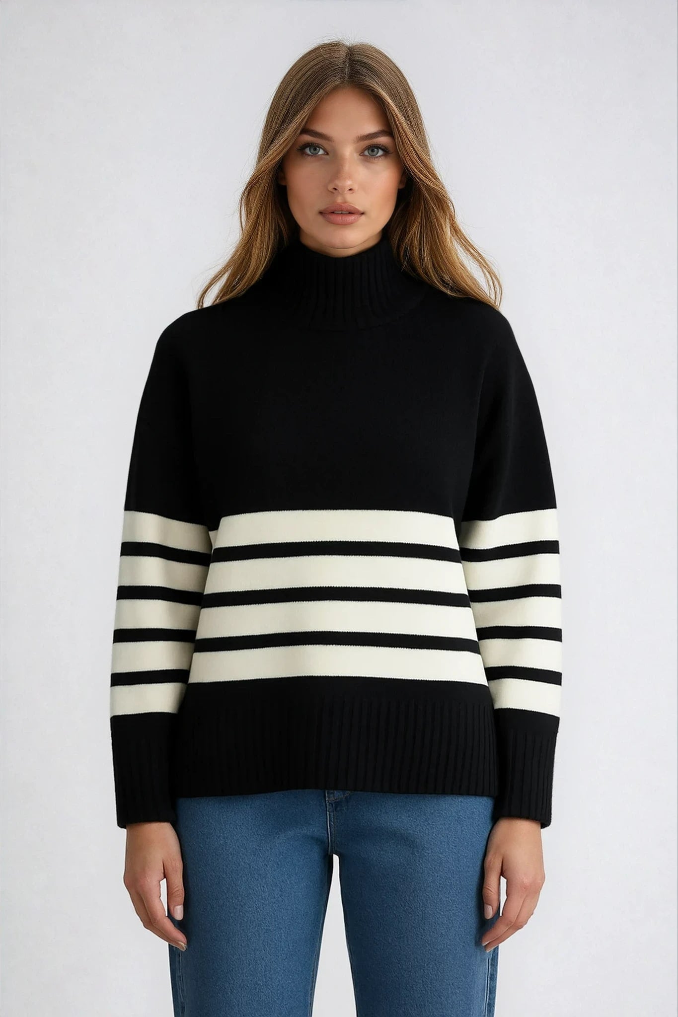 Ariana Striped Mock Neck Sweater_1
