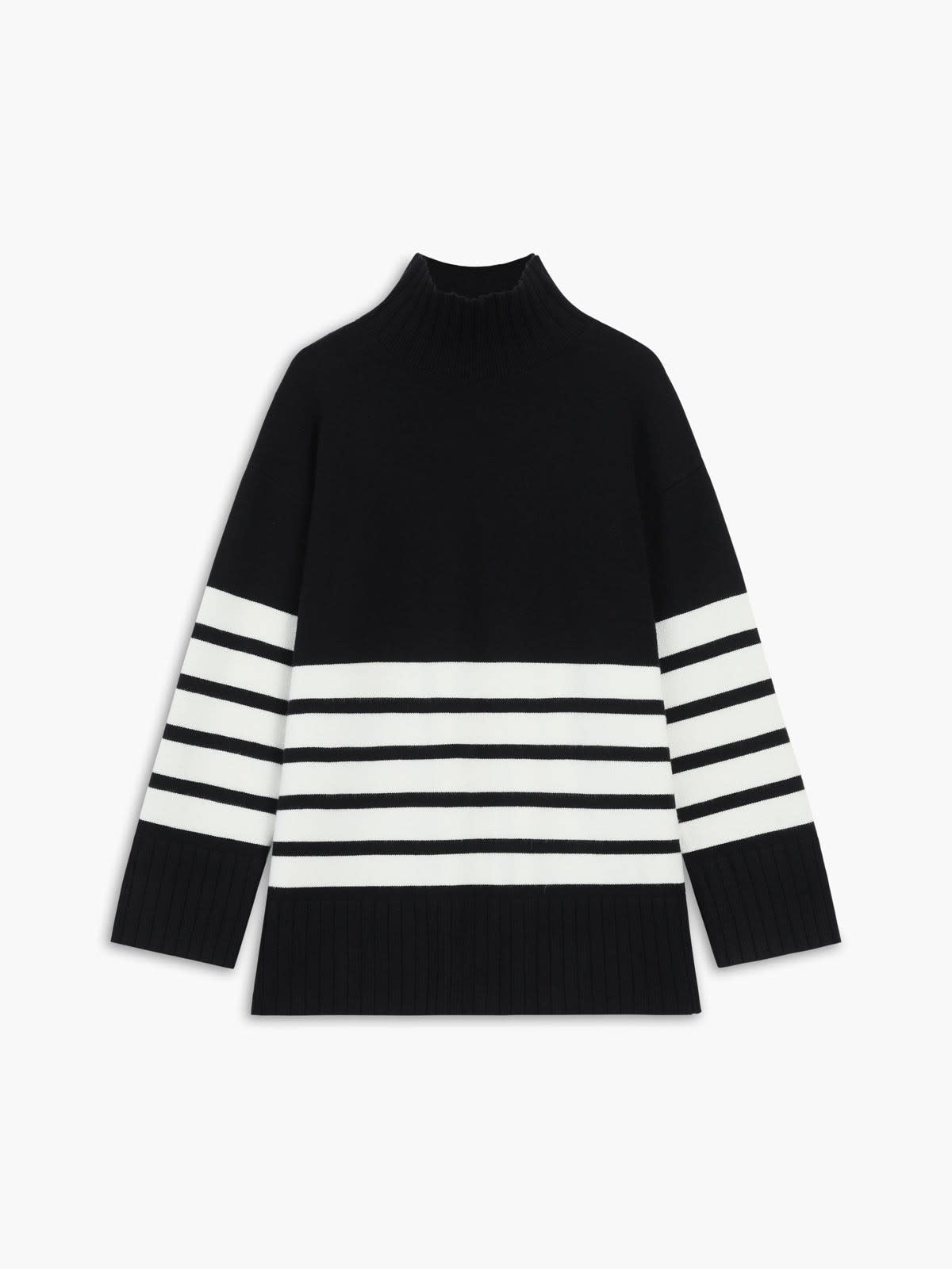 Ariana Striped Mock Neck Sweater