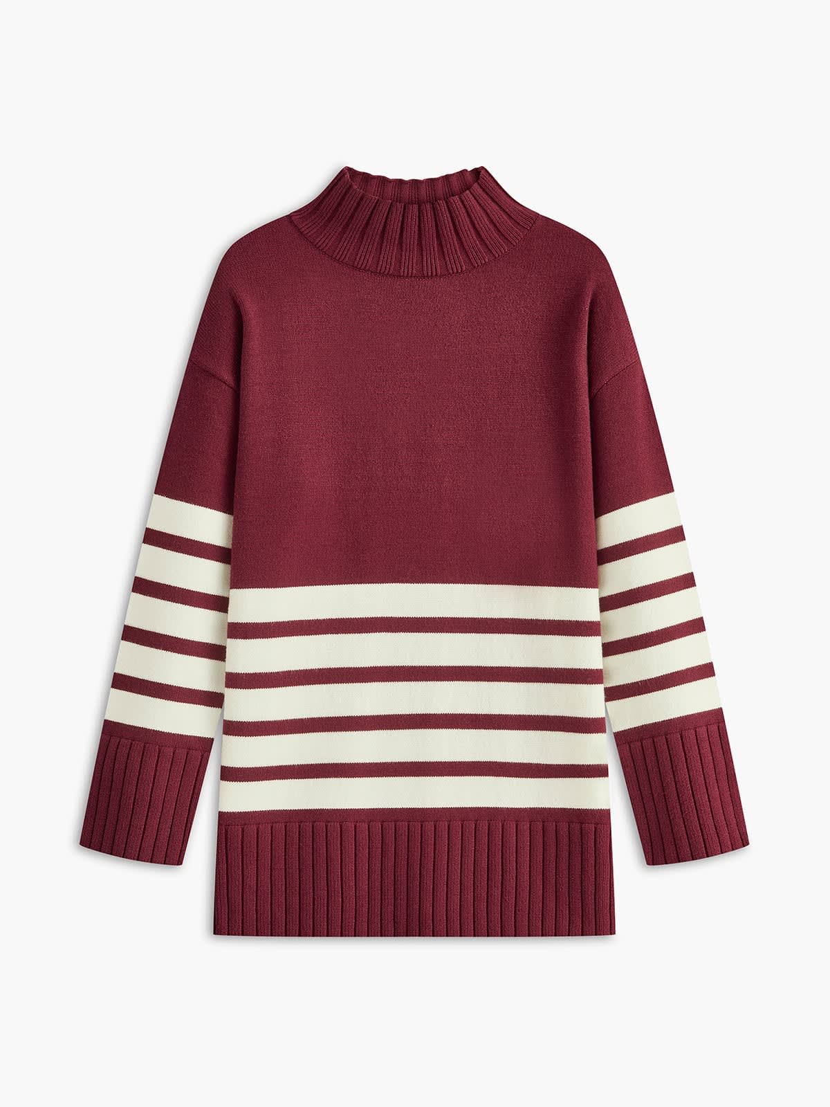 Ariana Striped Mock Neck Sweater